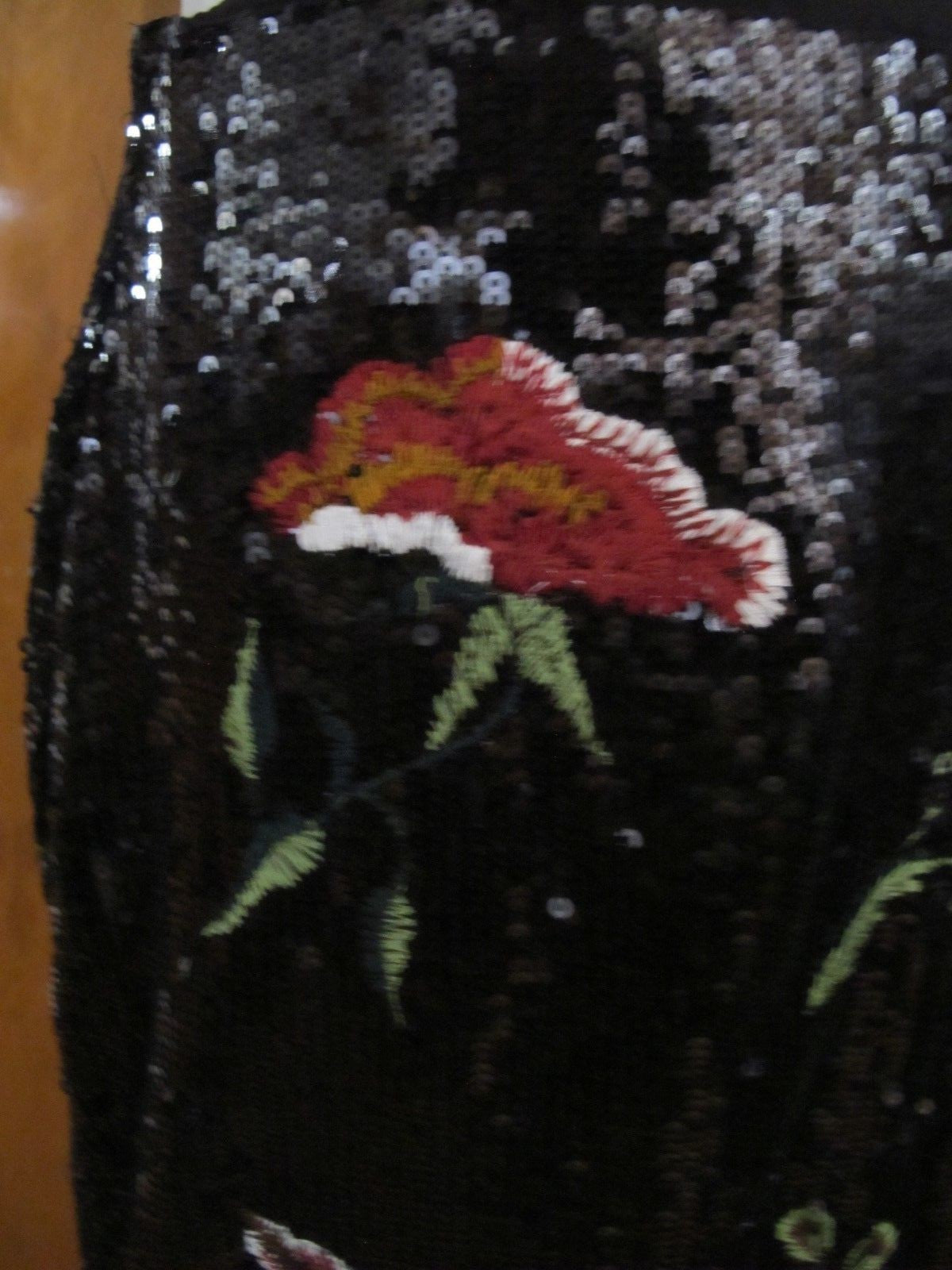 Anthropologie Maeve Women's Black Garden Glitz Evening Sequin Skirt New