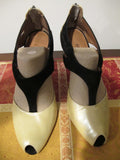 Women's Julia beige black leather strappy wedge heels euro 40 US 9.5