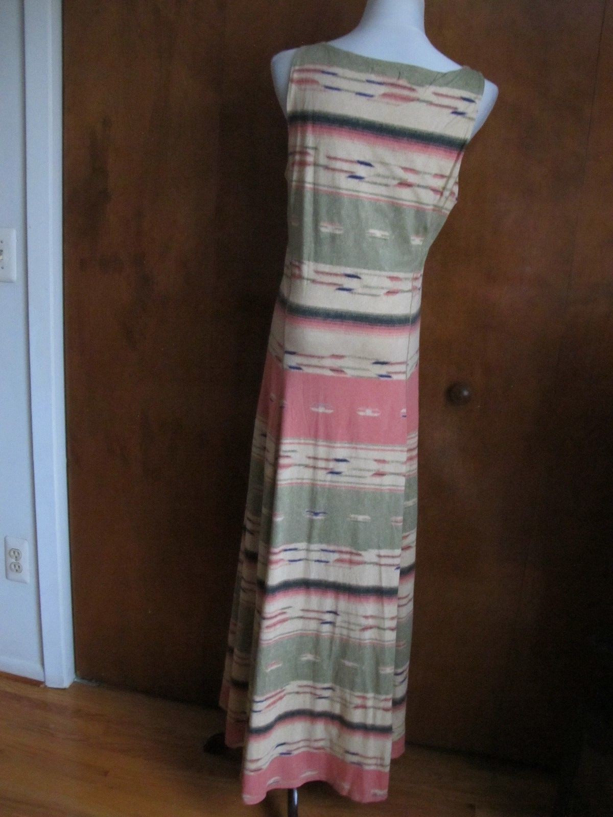 Lauren Jeans CO Women's multi color fitted A-line lined maxi dress Medium New