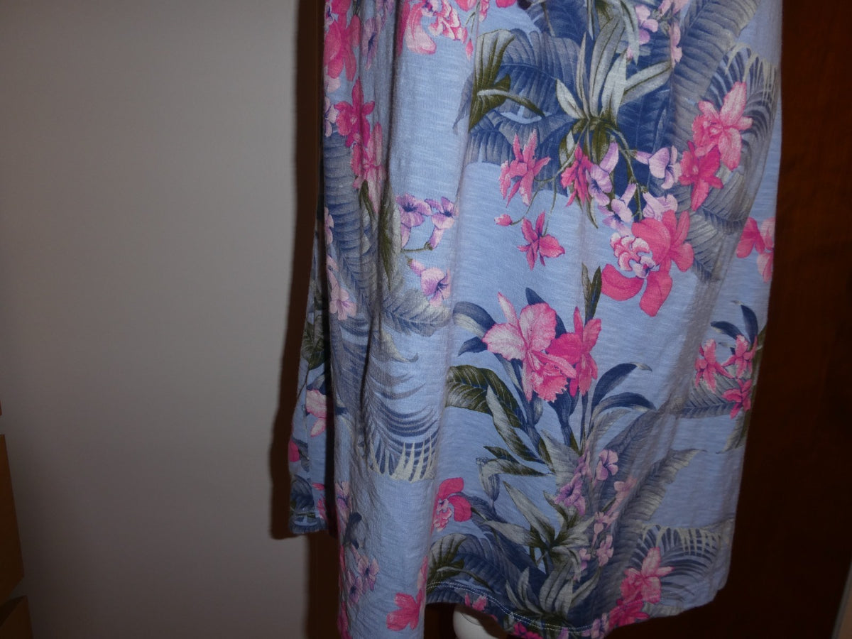 Tommy Bahama Women's Petite S/P Floral Tropical Summer Dress Cotton Modal Blue 