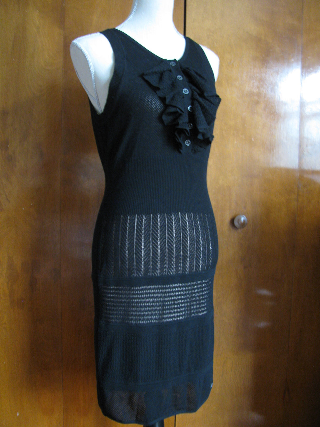 Lacoste Malandrino women’s black mesh lined detailed dress Large