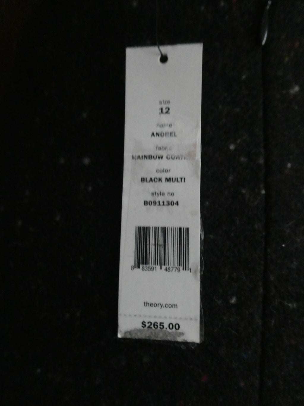 Theory Women Anorel Black Multi Virgin Wool Detailed Size 12 Skirt $265