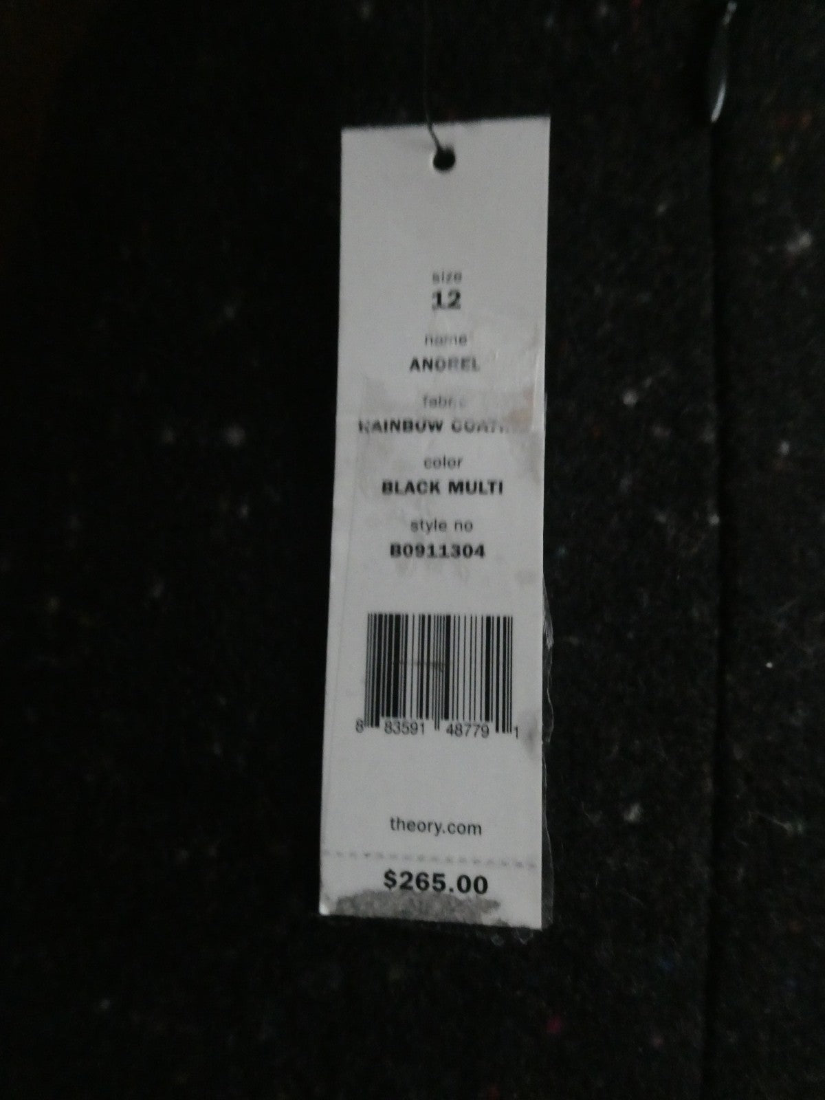 Theory Women Anorel Black Multi Virgin Wool Detailed Size 12 Skirt $265