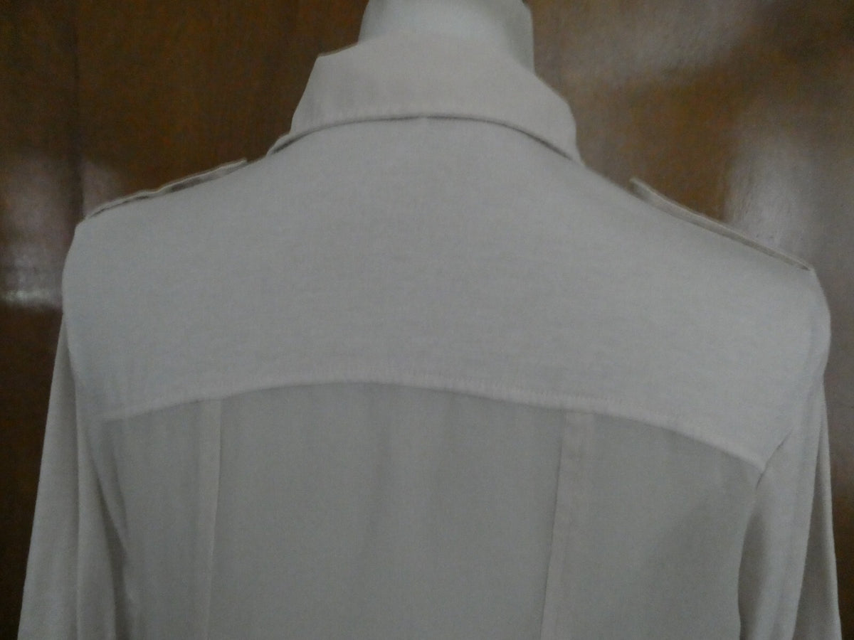 Poof Ivory Roll-Tab Long Sleeve Button Down Blouse Top Large