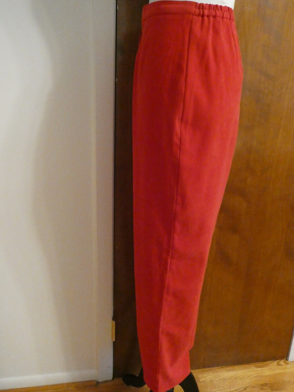 JM Collection Women's Pants Red Pull-On Elastic Back Waist Straight Leg Size 12