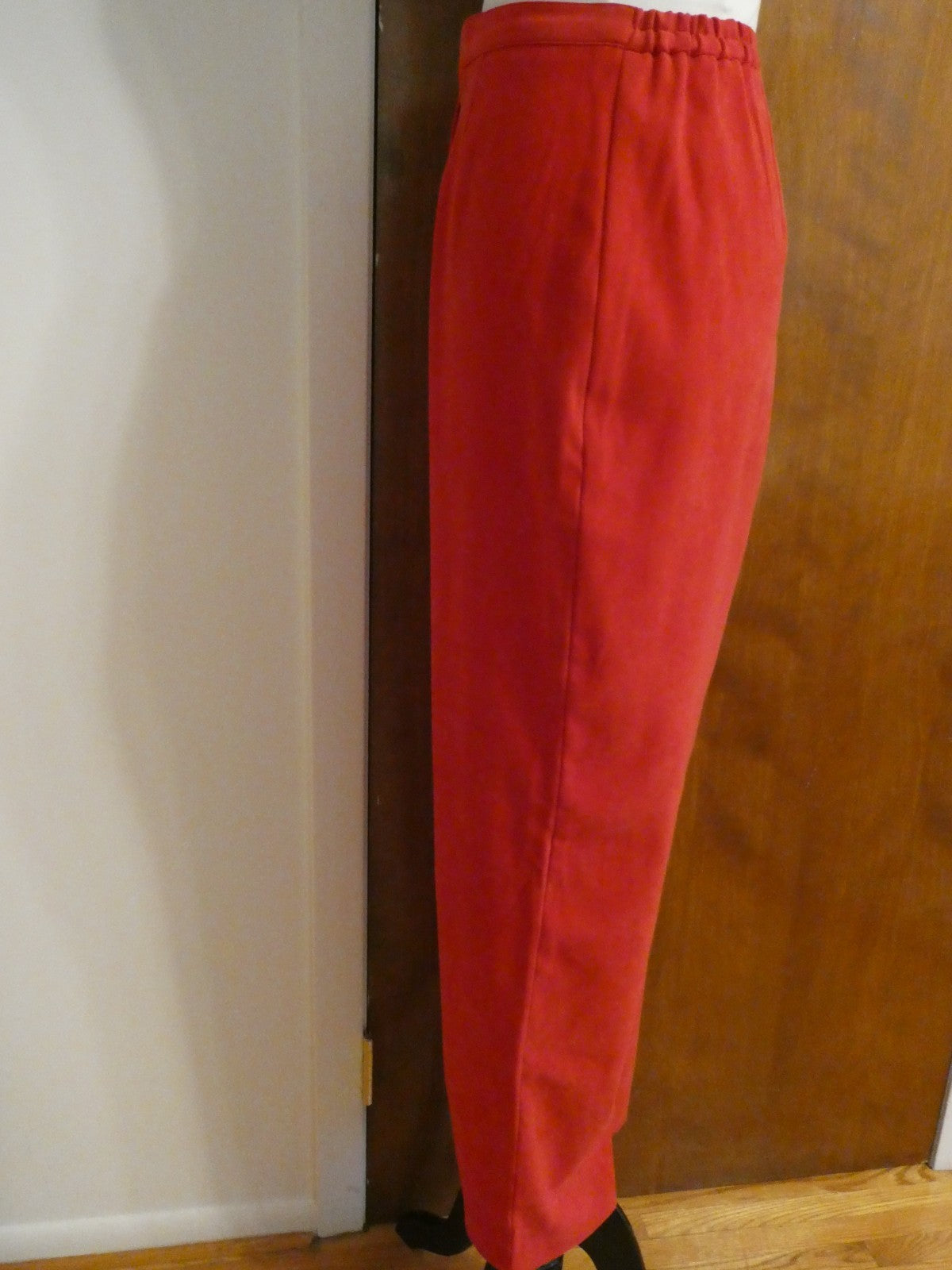 JM Collection Women's Pants Red Pull-On Elastic Back Waist Straight Leg Size 12