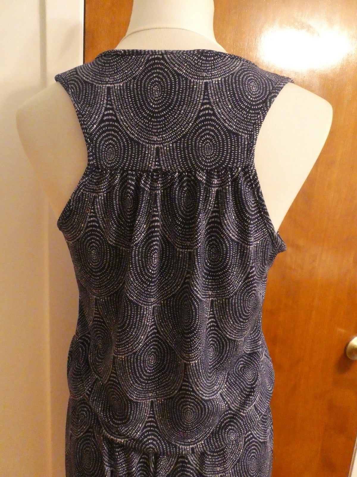 Hatley Women's Sleeveless Jumpsuit S/P Black White Print Tassel Tie Stretch EUC