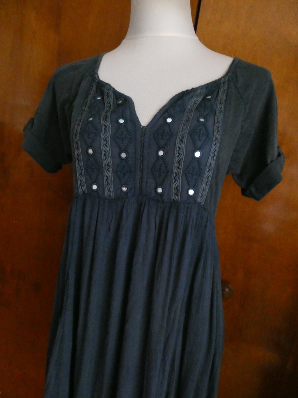 Free People Women’s Asymmetric Blue Embroidered Soft Cotton NWT Dress XSmall 