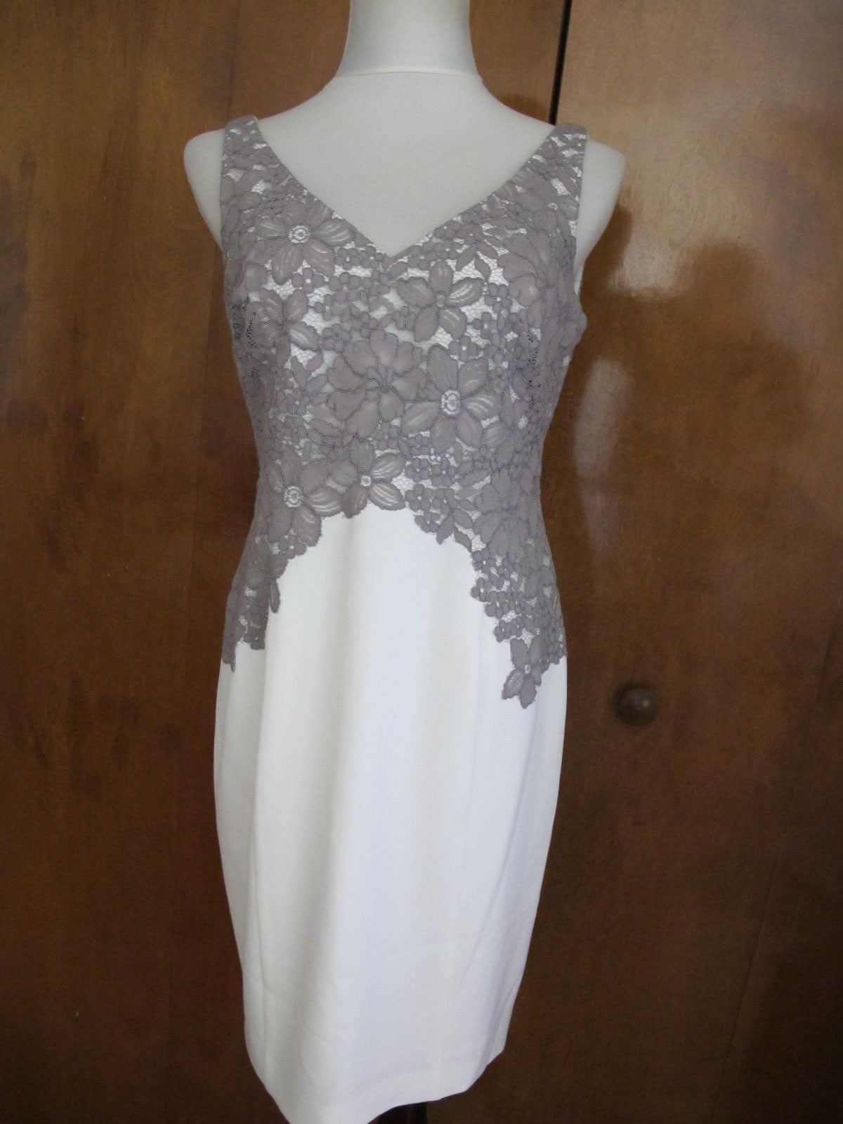 Ralph Lauren women's ivory lined lace crafted evening dress New