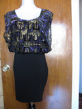Guess women's royal amethyst multi velour evening sleeveless dress size 10 