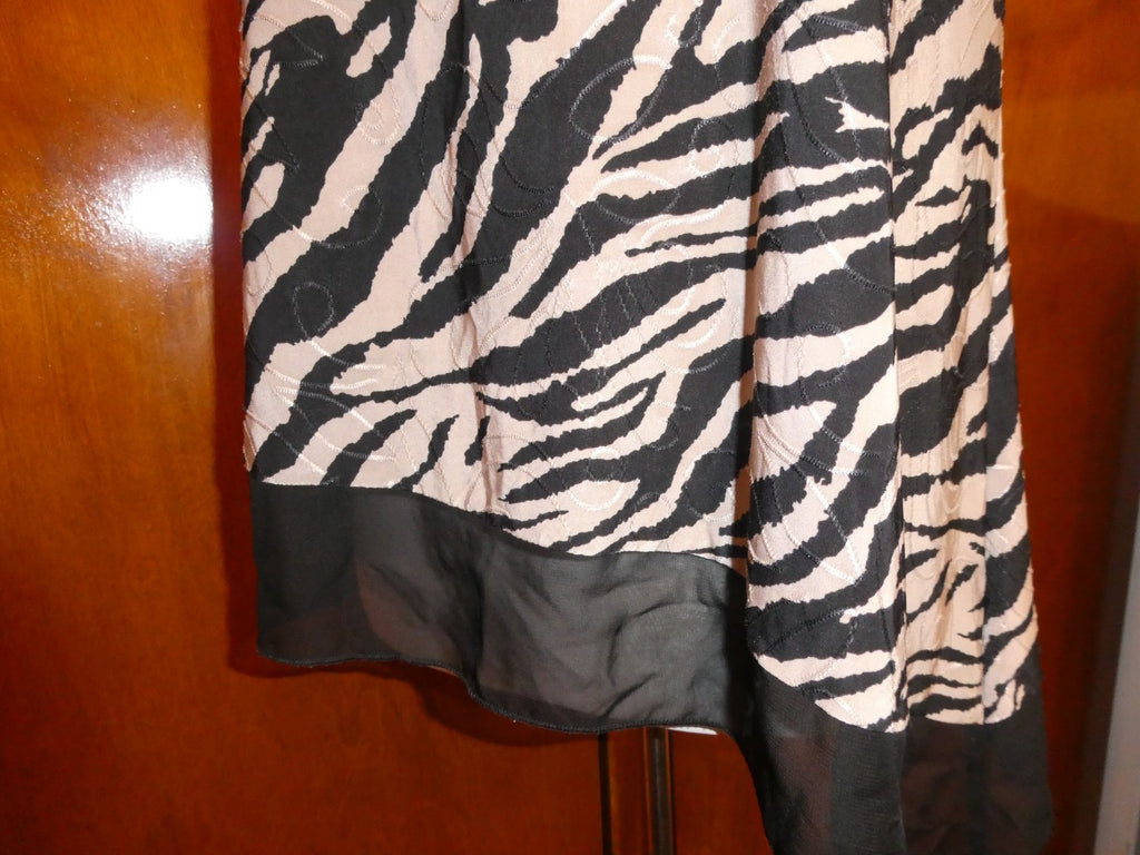Roz & Ali Women’s MP Zebra Animal Print Sleeveless Layered Top Black Beige USA