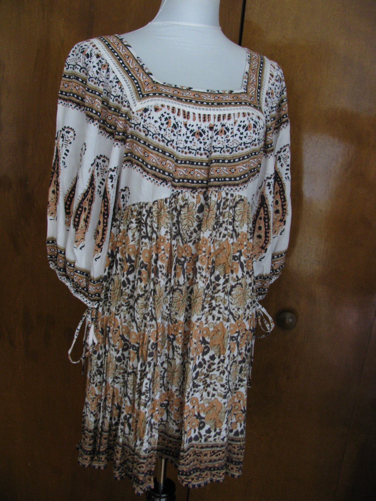 Free People women’s soft rayon ivory combo mini New dress 