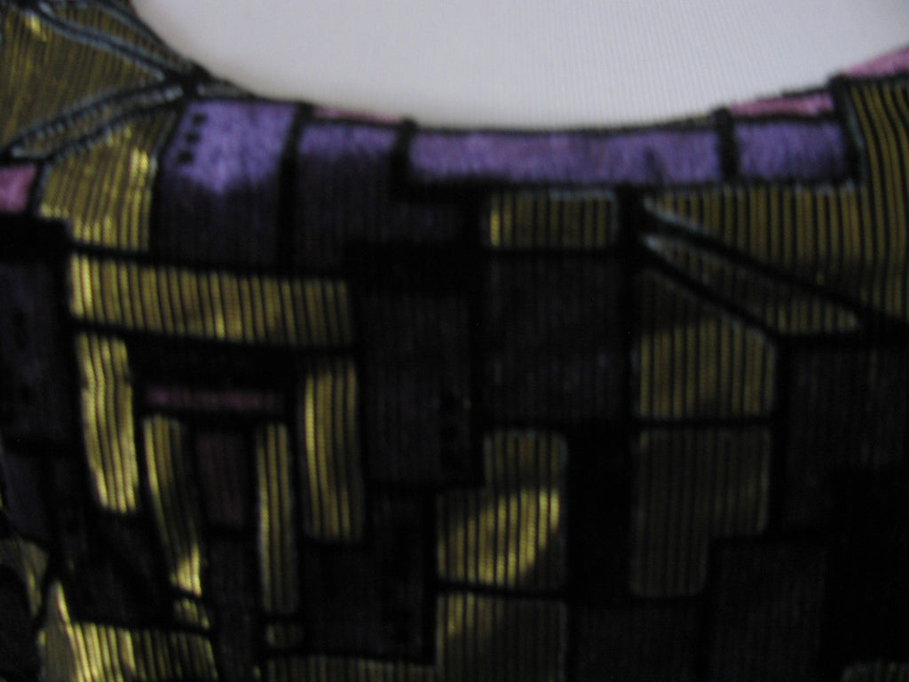 Guess women's royal amethyst multi velour evening sleeveless dress size 10 