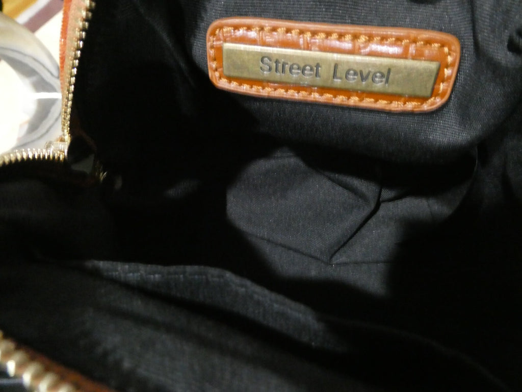 Street Level Orange/Brown Small Crossbody Tote Purse