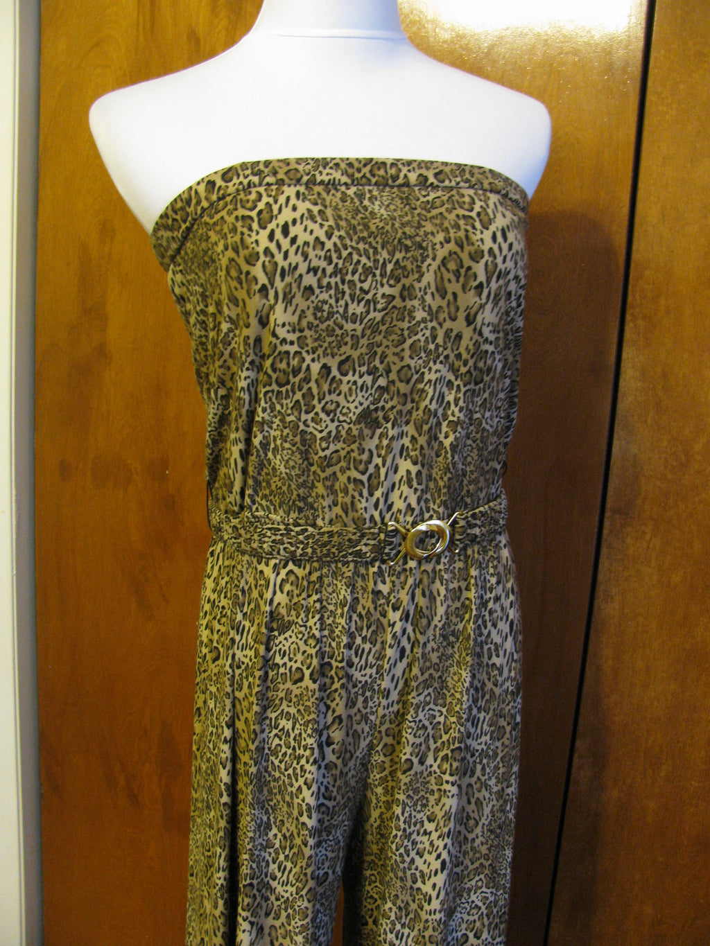 MSK women’s jumpsuit leopard black size large NEW