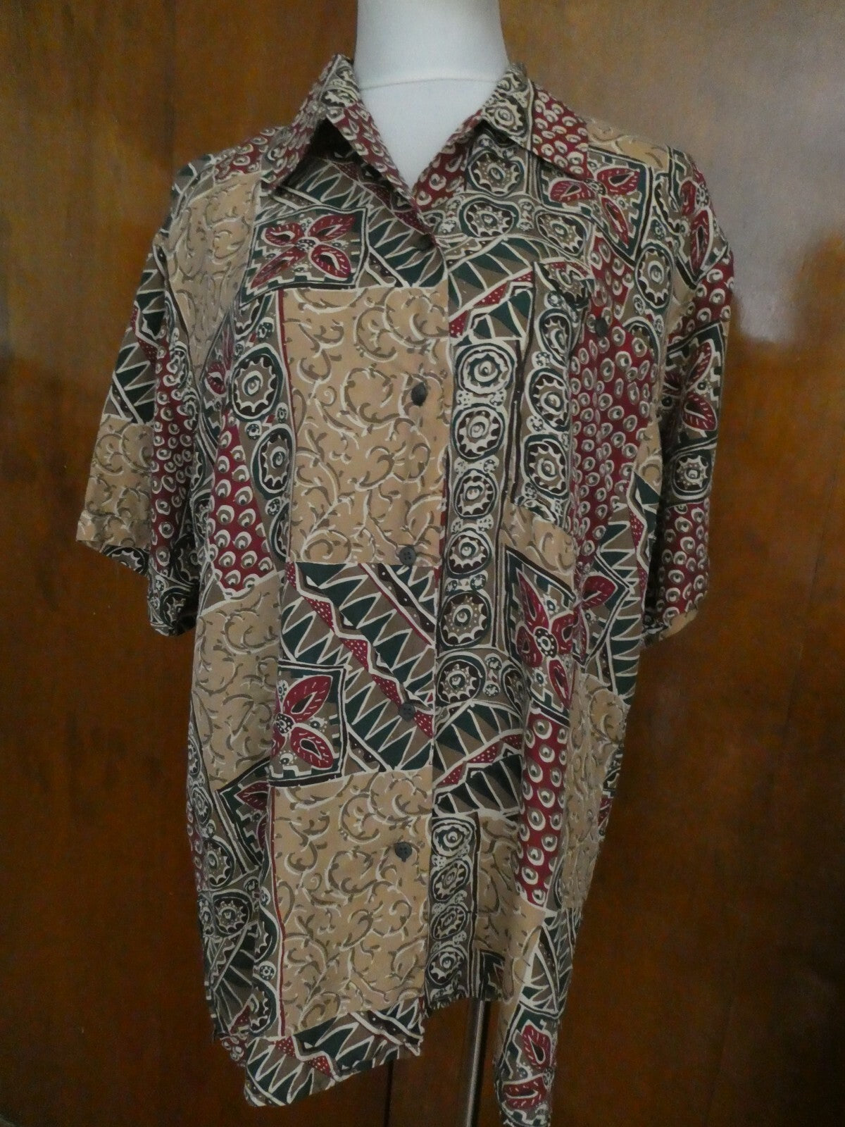 Stunt Collections 100% Silk Multi-Colored Top/Blouse Size Large