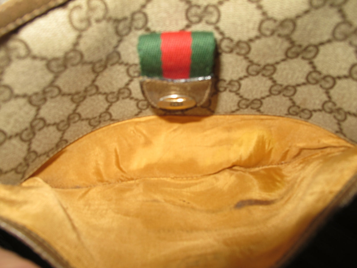 GUCCI Brown Vintage crossbody green & red stripe handbag Mod.89-02-032