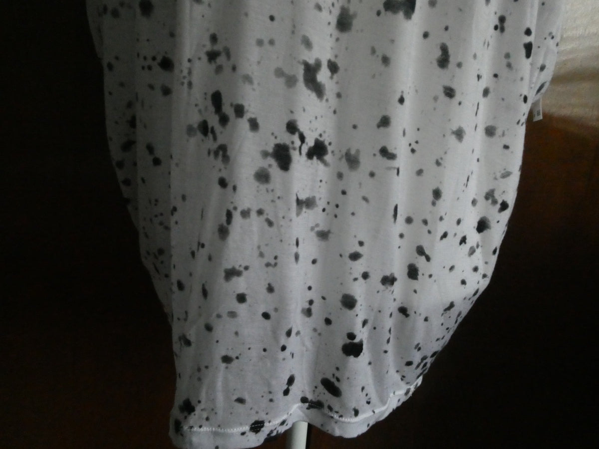Michael Kors Women Top White/Black Splash Print 100% Tencel Medium $69.50