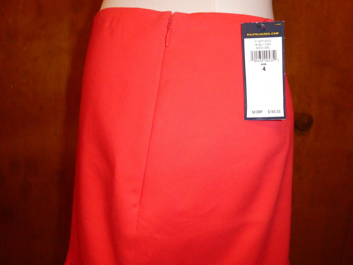 POLO Ralph Lauren Women's Cotton/Viscose Neon Coral Lined Mini Skirt Size 4