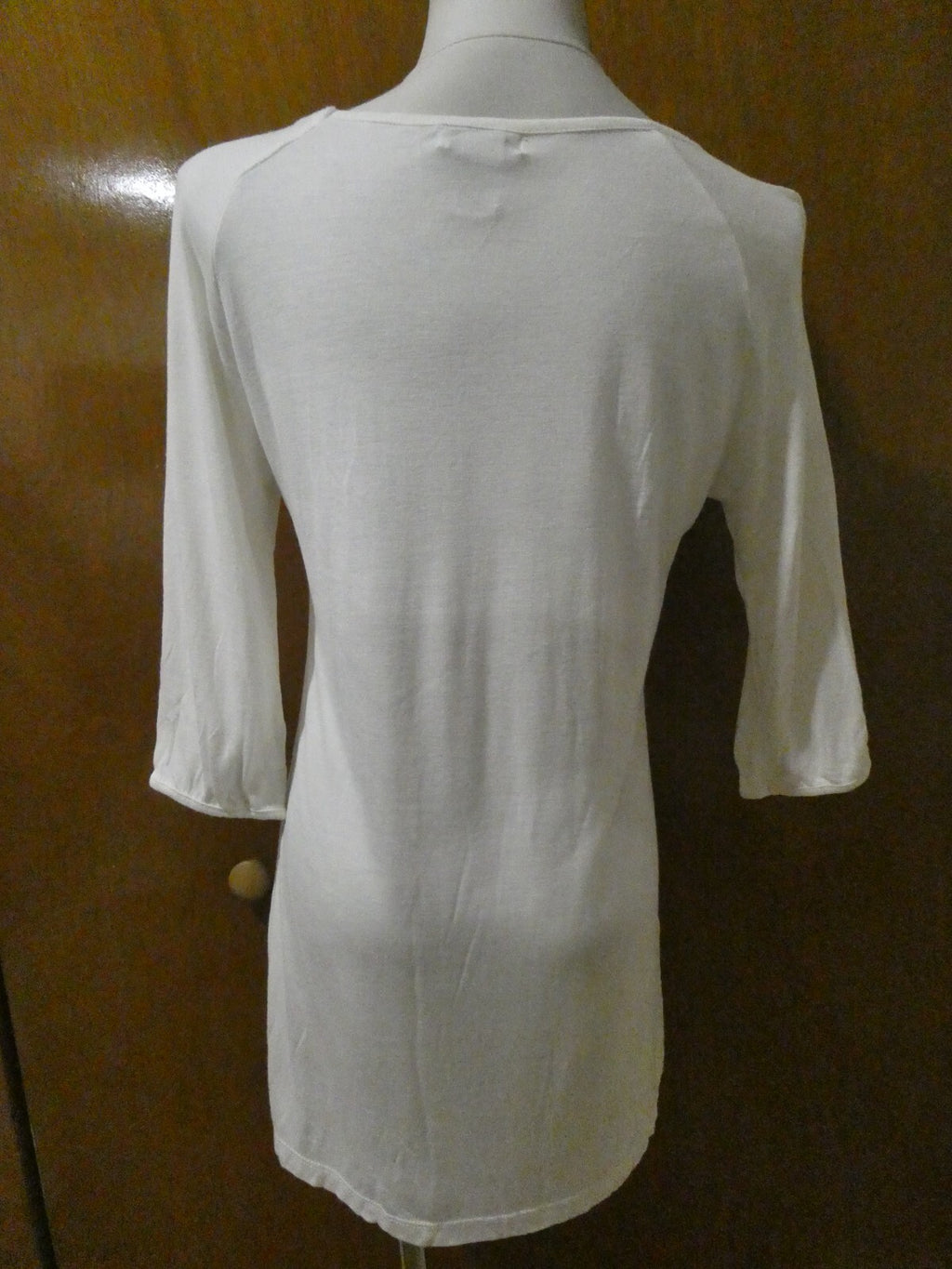 Vertigo Paris women's 3/4 sleeves ivory viscose detailed tunic top size medium