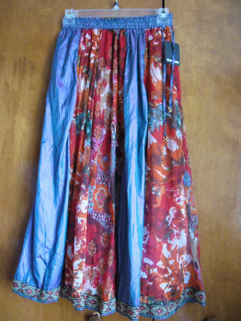 New with tags DIMRI Long Multicolored Shimmer Shined Trim Women's Skirt Sz Large