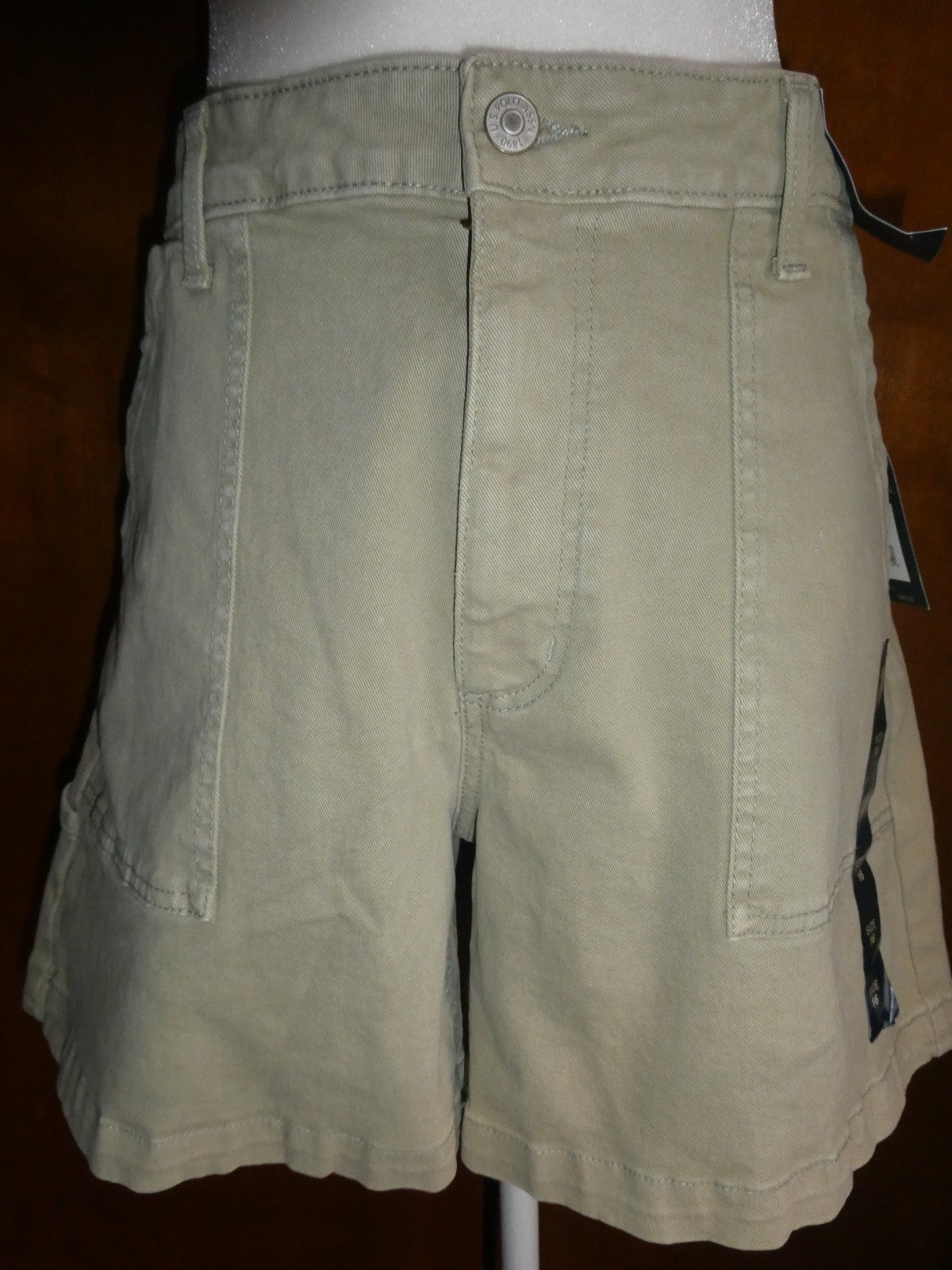 U.S. Polo Assn Women Bermuda Shorts Size 16 High Rise Khaki Style 216652YA