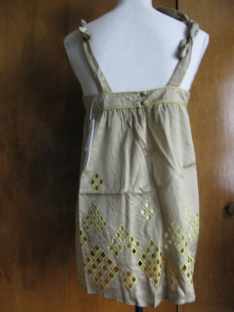 French Connection Women's Olive Green Embroidered Rayon Cotton Tunic Top 4 NWT