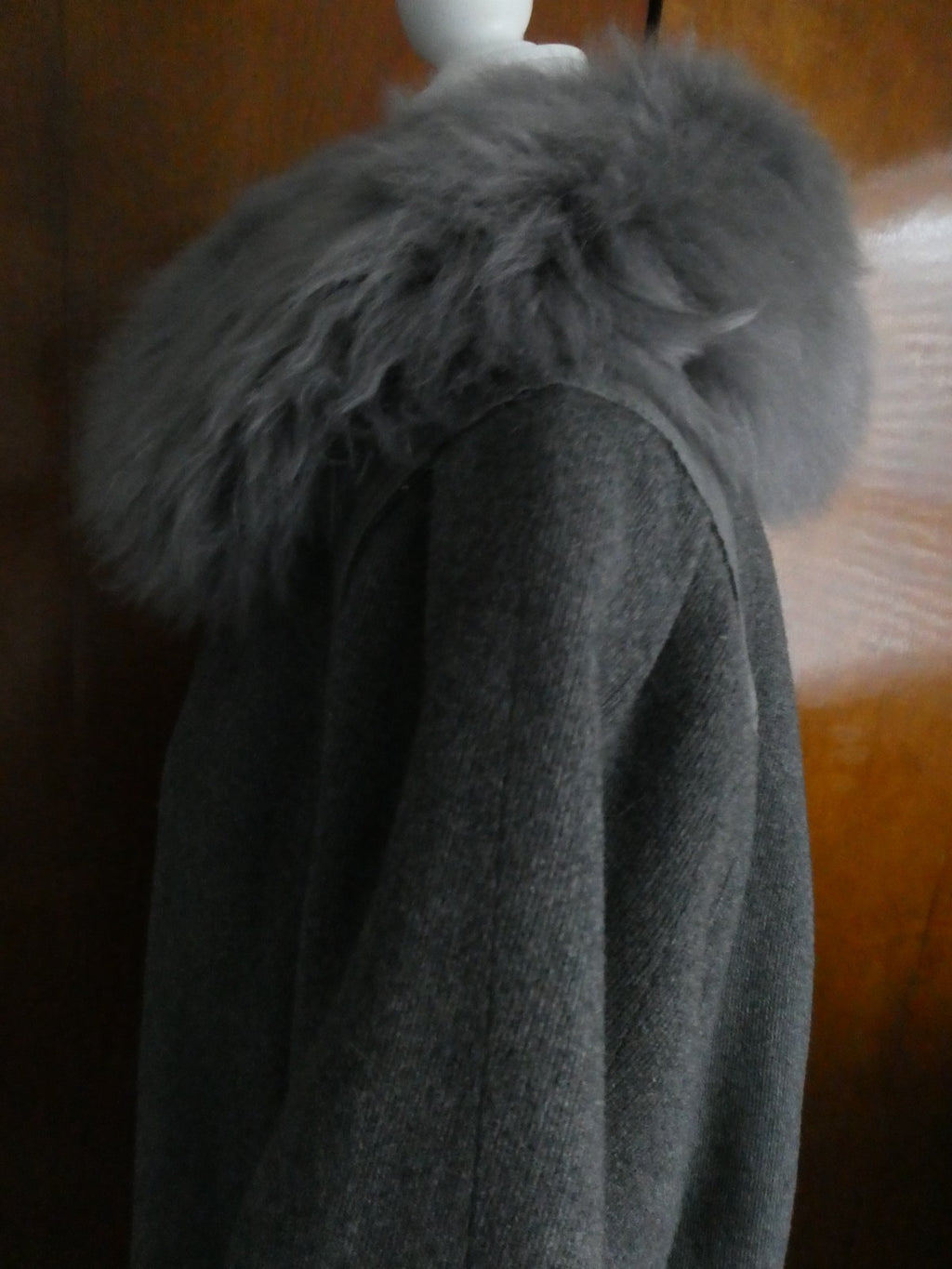 Berghaus Wool Coat with Lama Fur Trim Women Long Coat Sz 46 (US Sz 10) England