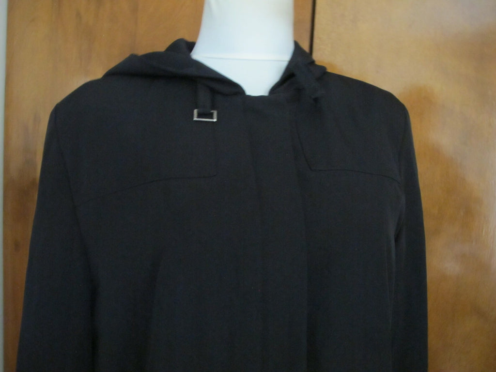 Larry Levine Juniors Black Lined Spring Hooded Coat Jacket Large