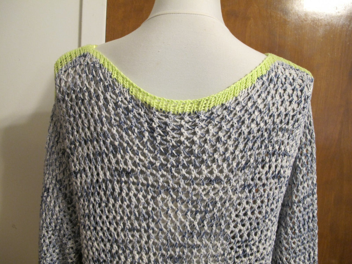 Two By Vince Camuto Women’s Gray Loose Knit  Cotton Sweater Xlarge 
