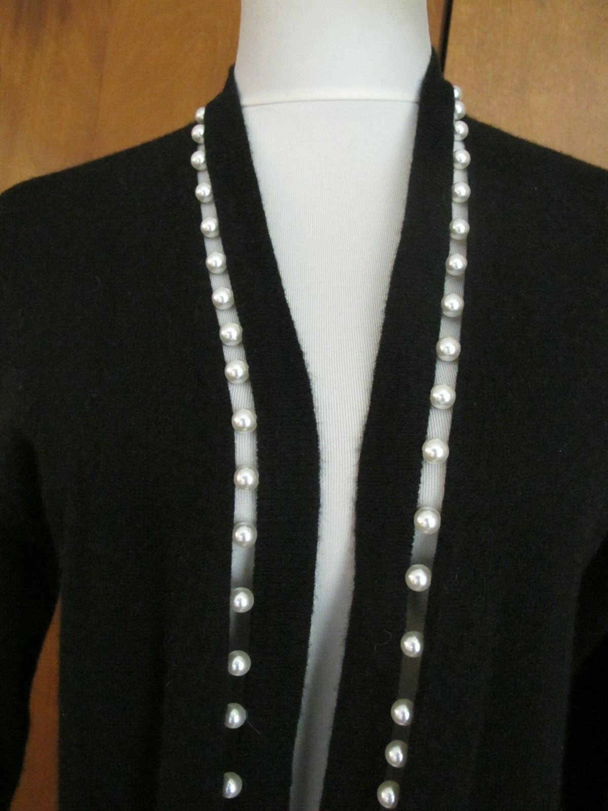 Bloomingdale's Womens Black Open Front Cardigan Small 