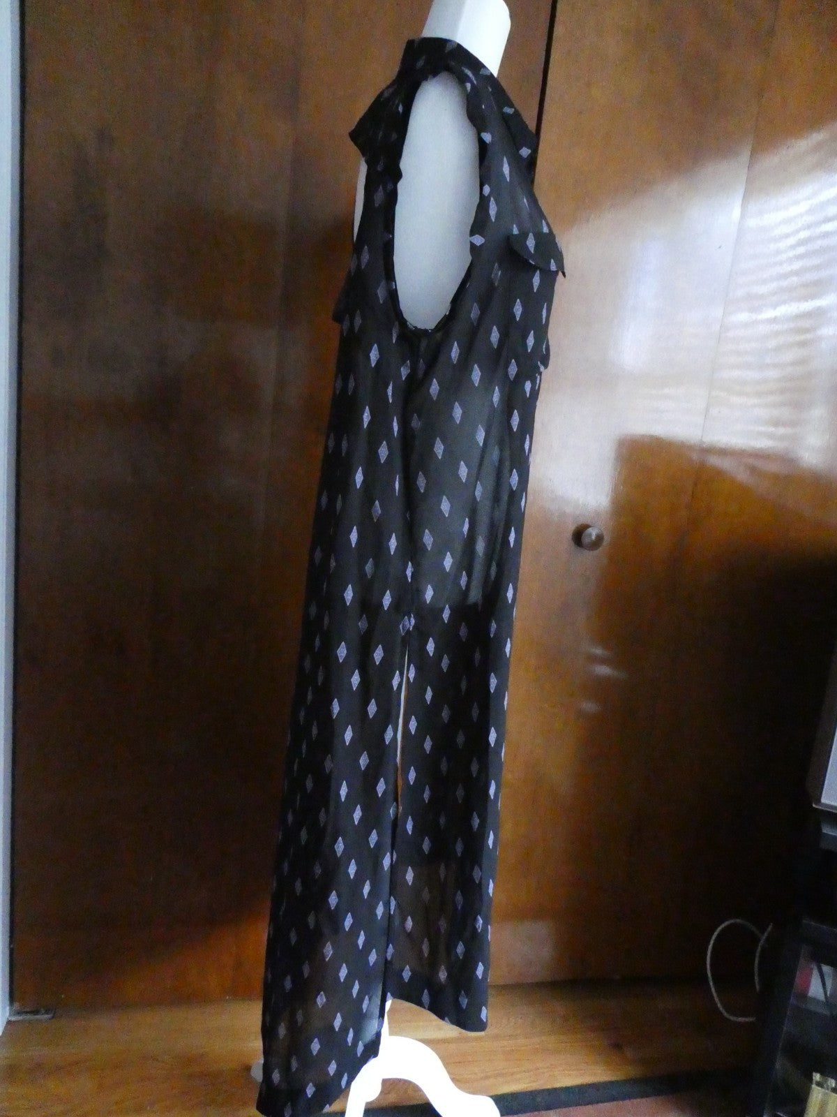 Free People women's black combo sleeveless snap-on full length sheer dress Large