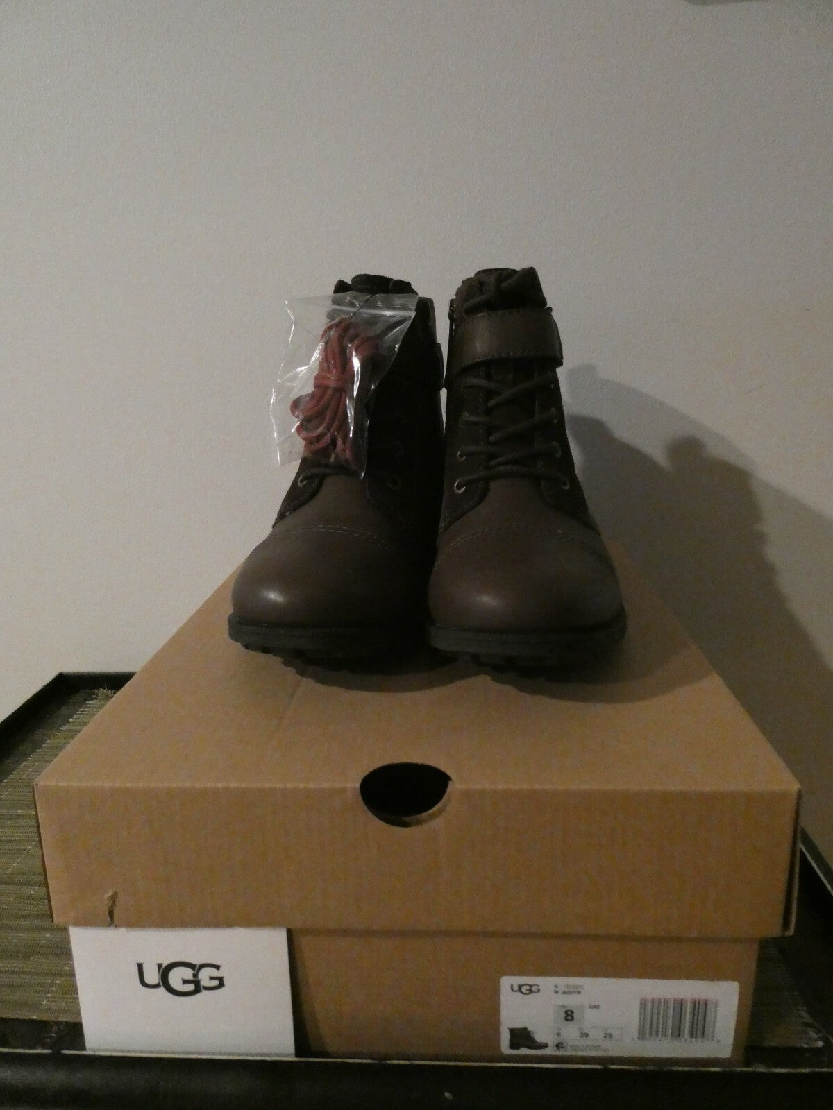 Ugg Australia Women's Jaidyn Brown Leather Combat Ankle Boots USA 7, USA 8, USA9
