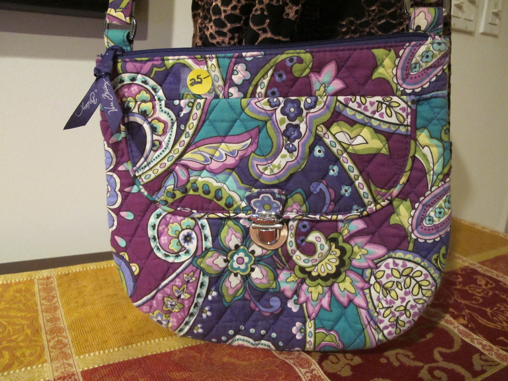 Vera Bradley Women's Multi Color Purple Shoulder Crossbody Quilted Zippered Bag