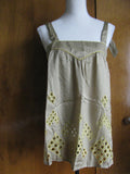 French Connection Women's Olive Green Embroidered Rayon Cotton Tunic Top 4 NWT