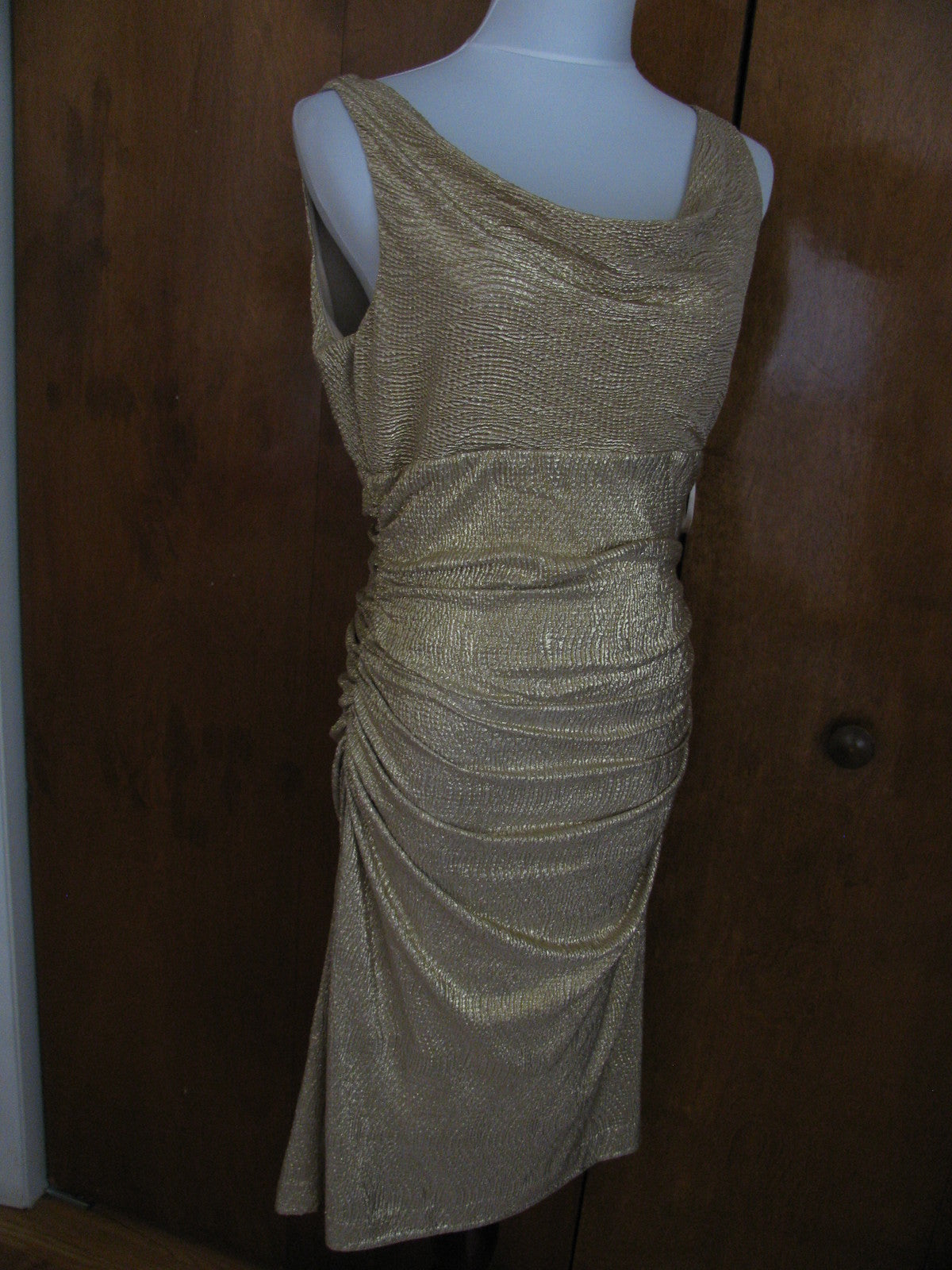 Ralph Lauren women's yellow gold lined evening dress Size 12 NEW