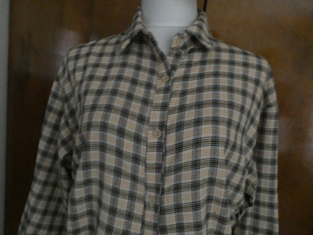 PRETTYLITTLETHING Shirt Dress Beige Check Oversized Detail Size 6