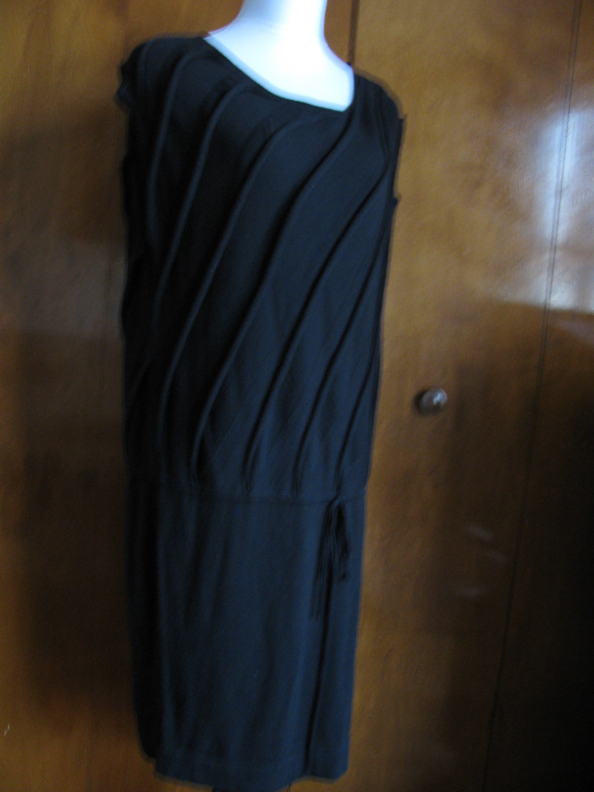 Max Studio women's black cotton rayon detailed  dress Large 