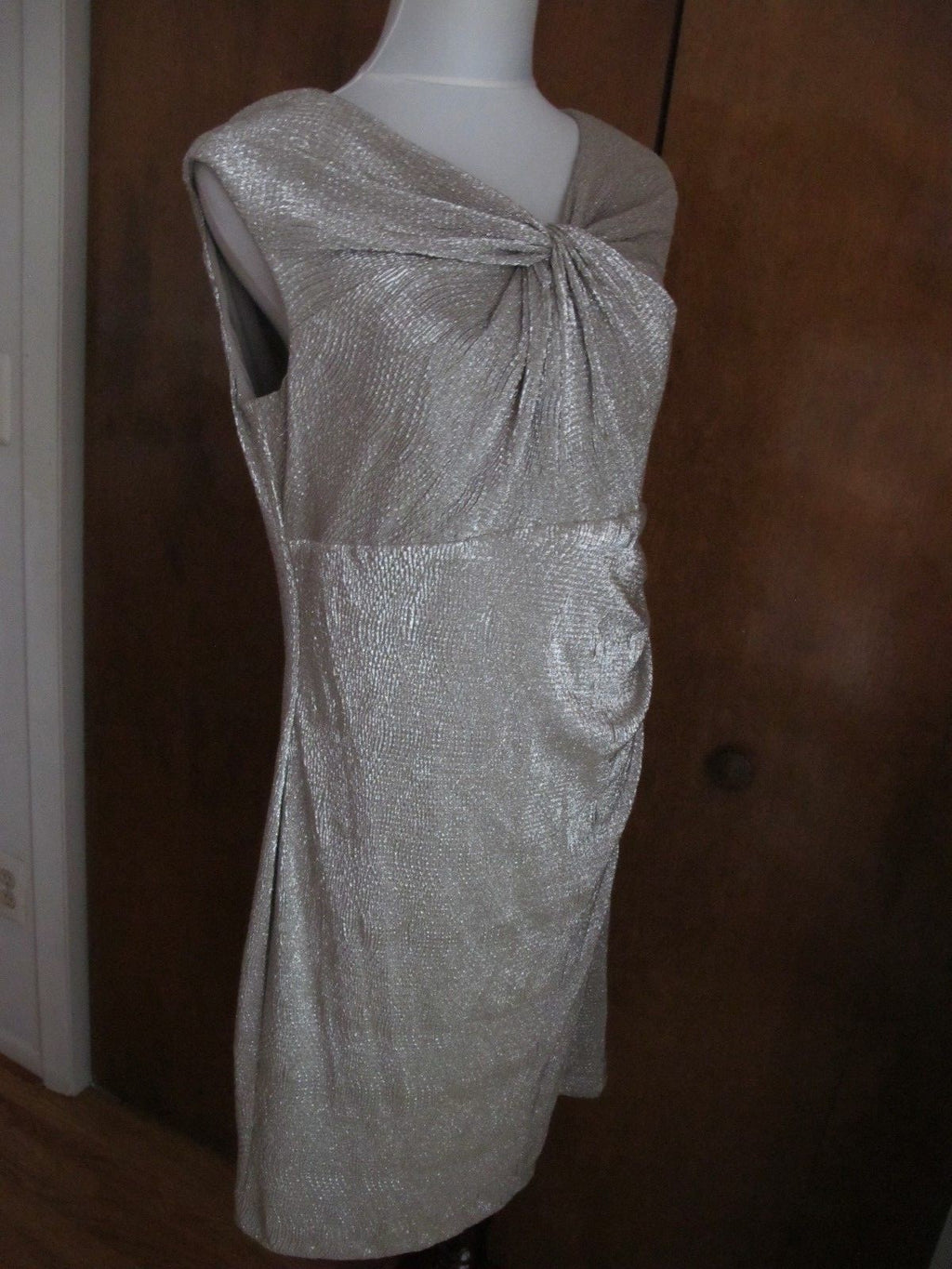 Ralph Lauren Women's White Gold Detailed Lined Evening NWT Dress size 16