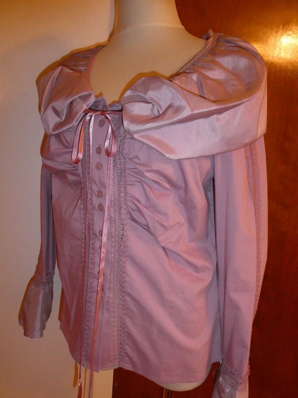 Kenar Women's Lilac Detailed Long Sleeves Evening Top Blouse Size Medium