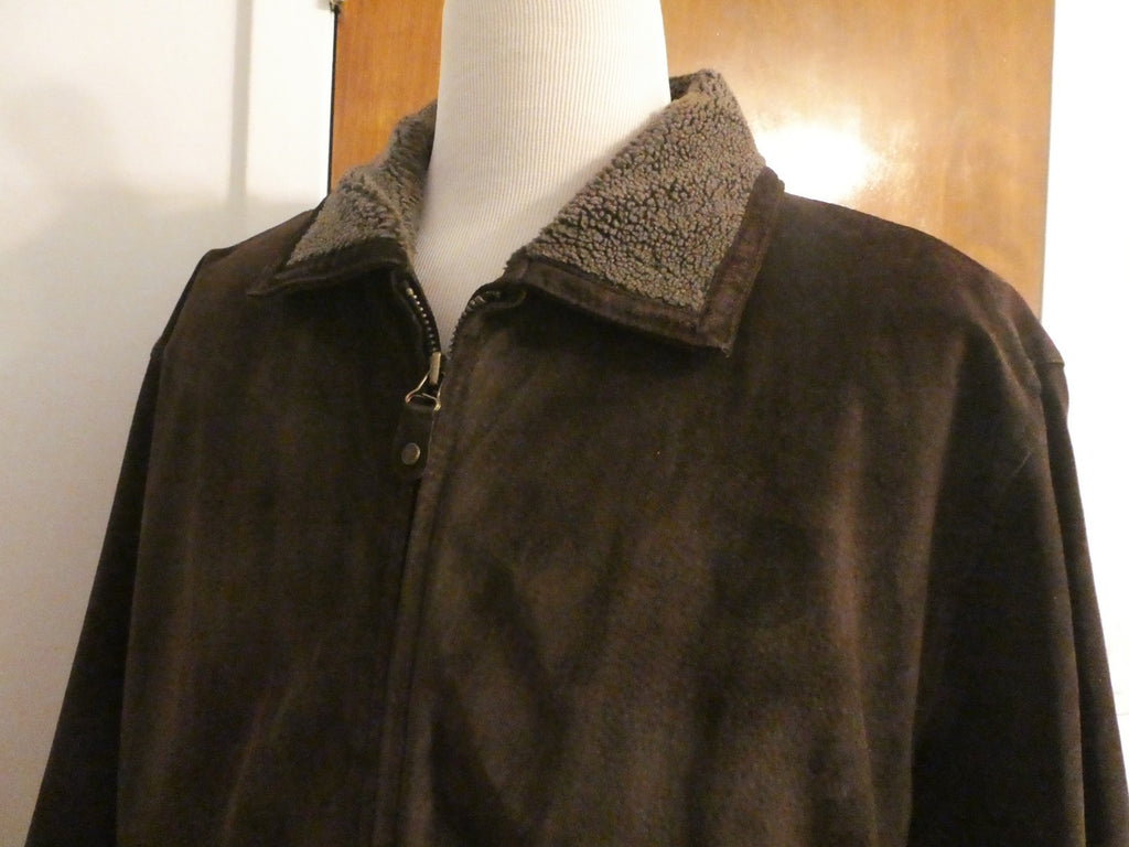 Pacific Trail Men’s Brown Suede Leather Jacket Sherpa Lined Size XL
