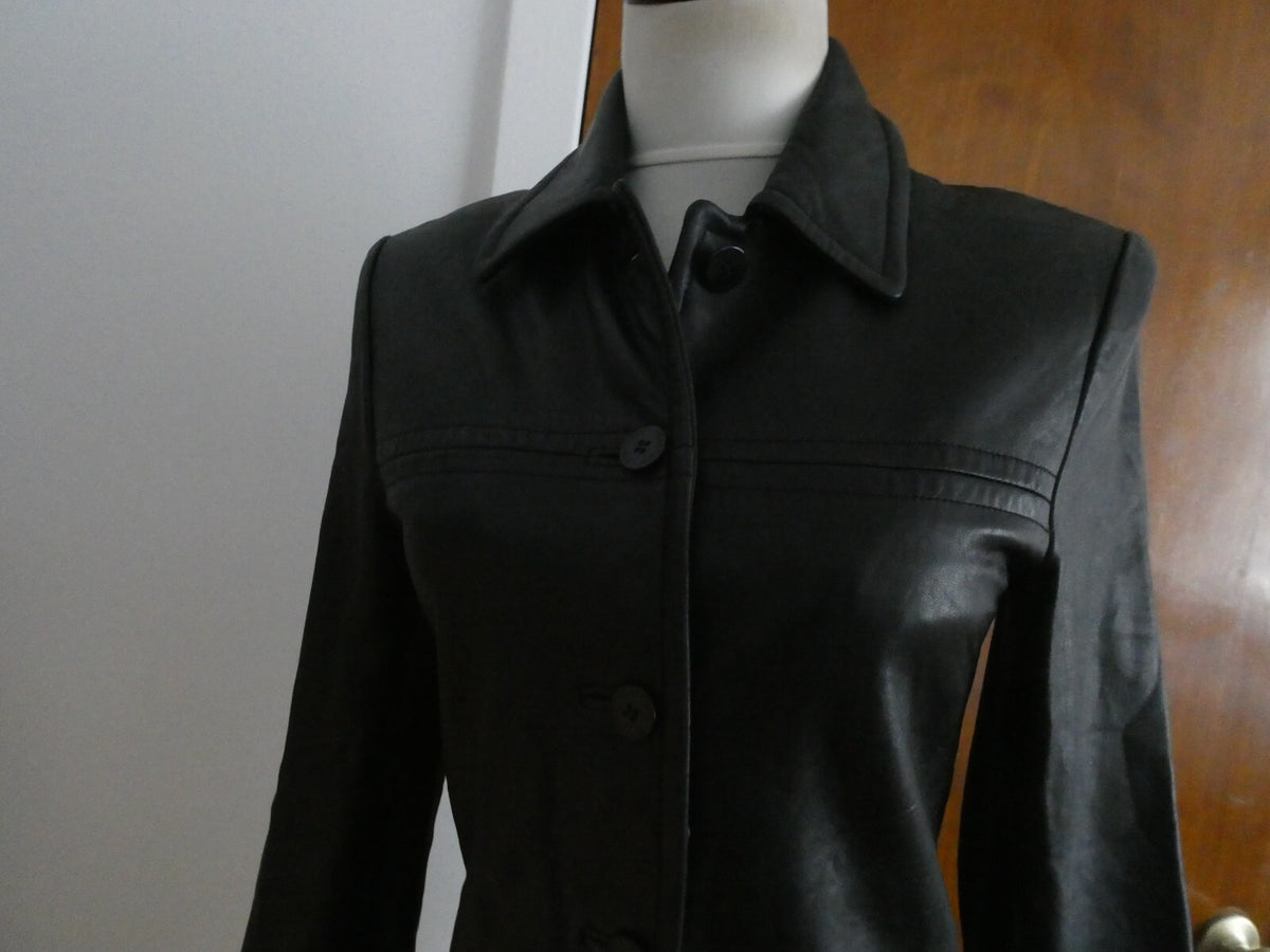 Kenneth Cole Reaction Women's Black Soft Leather Jacket/Coat P (XS)