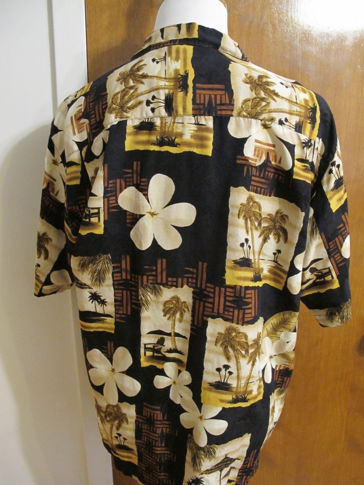 Tommy Bahama Men's Silk Multi Color Black Brown Summer Shirt Size Large 