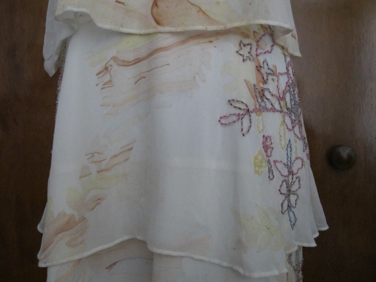 Anthropologie by Not So Serious Tiered Floral Evening Dress Size 4