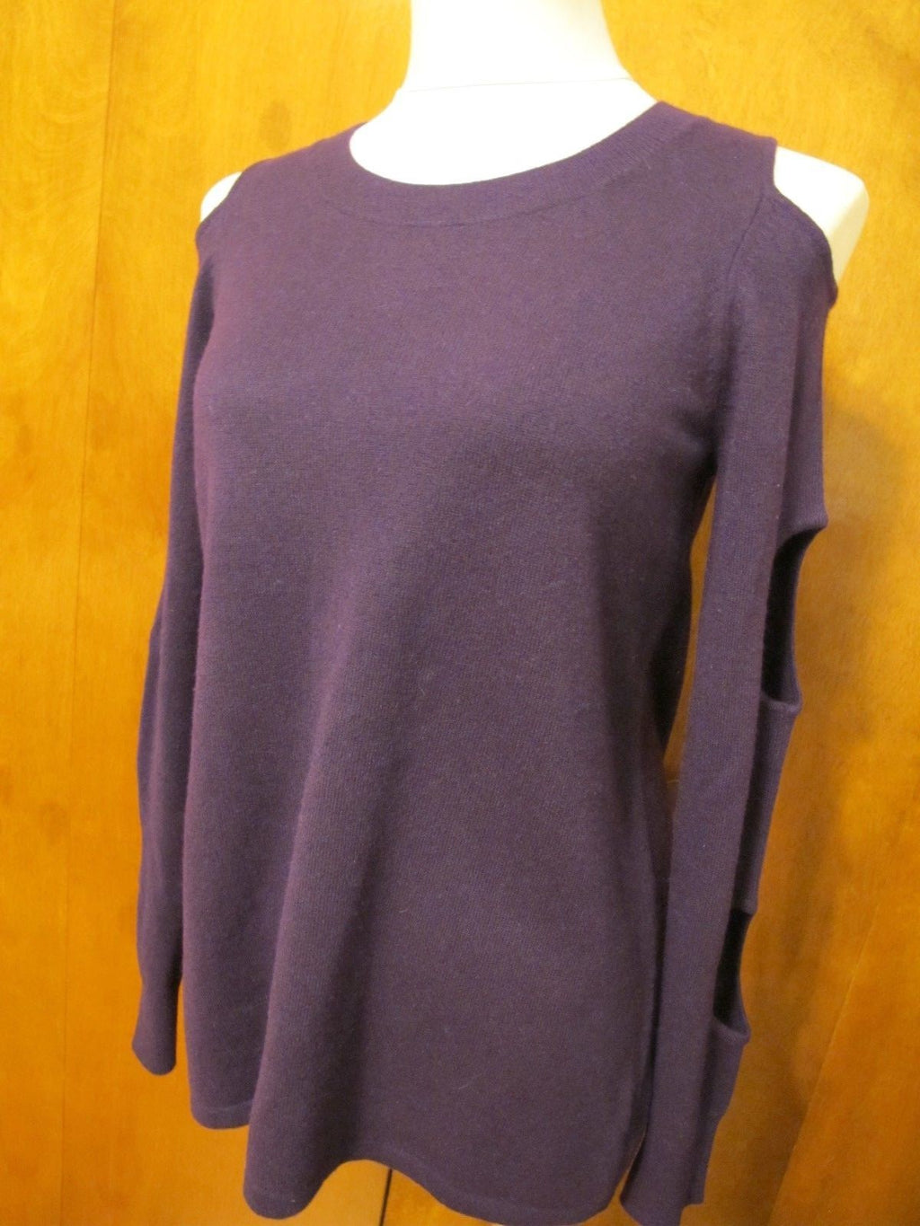 Bloomingdale Aqua Women's Purple Amethyst Cashmere Soft Cold-Shoulder Sweater