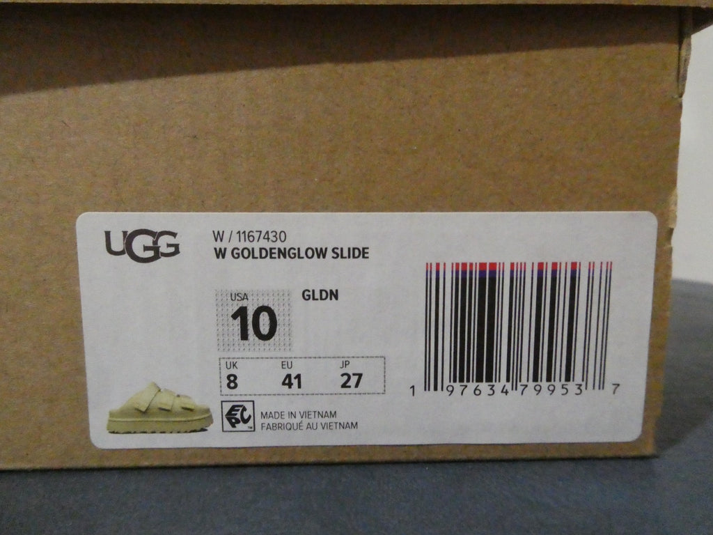 UGG GoldenGlow Slide Sandals Women Yellow Platform 1167430 Adjustable Straps 10