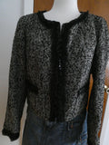 Sinequanone Women Black White Tweed & Sequin Wool Blend Lined Blazer Size Large