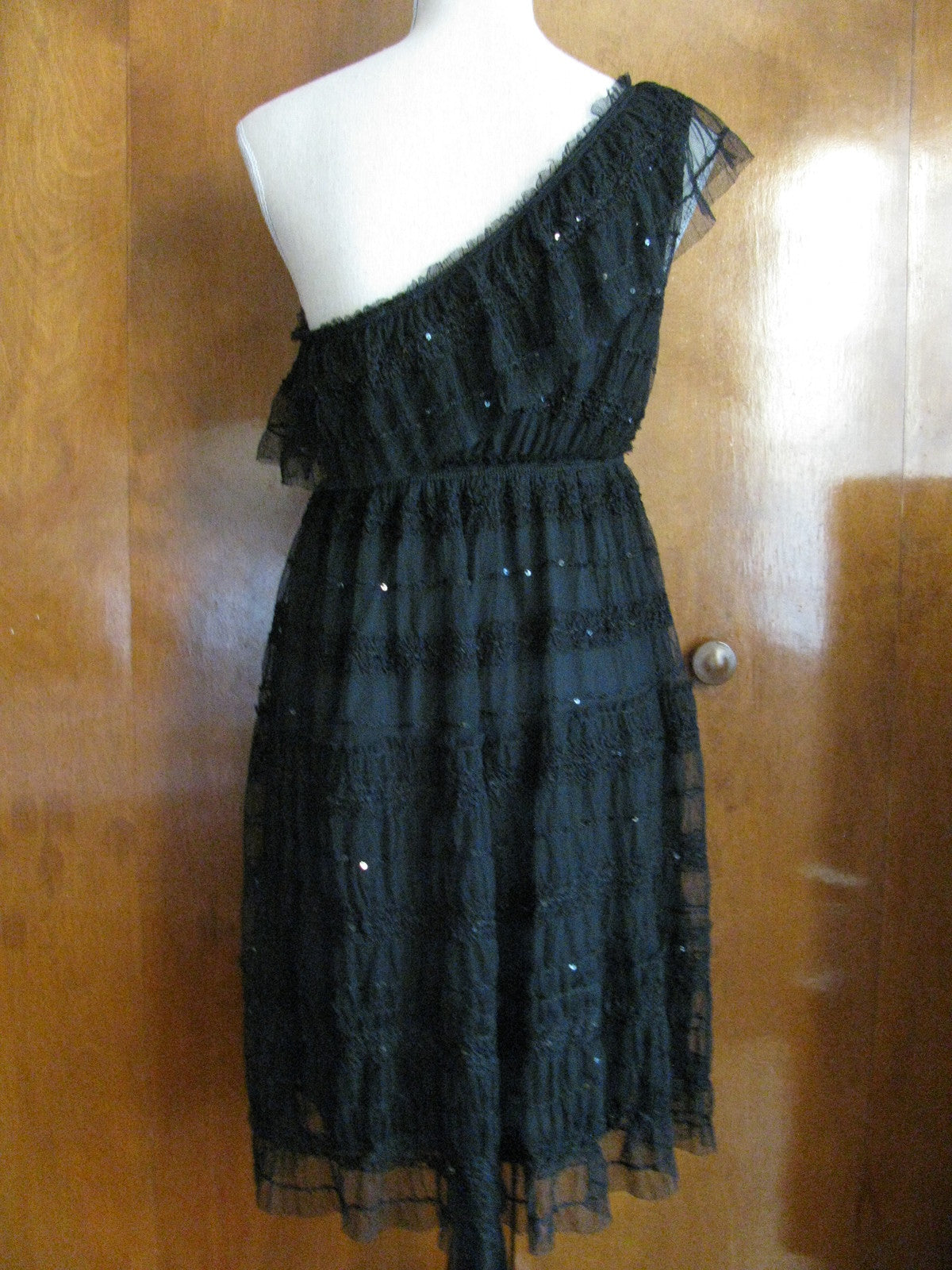 Max Studio Women's Black Evening One Shoulder Lined Dress Size Large $128 NWT 