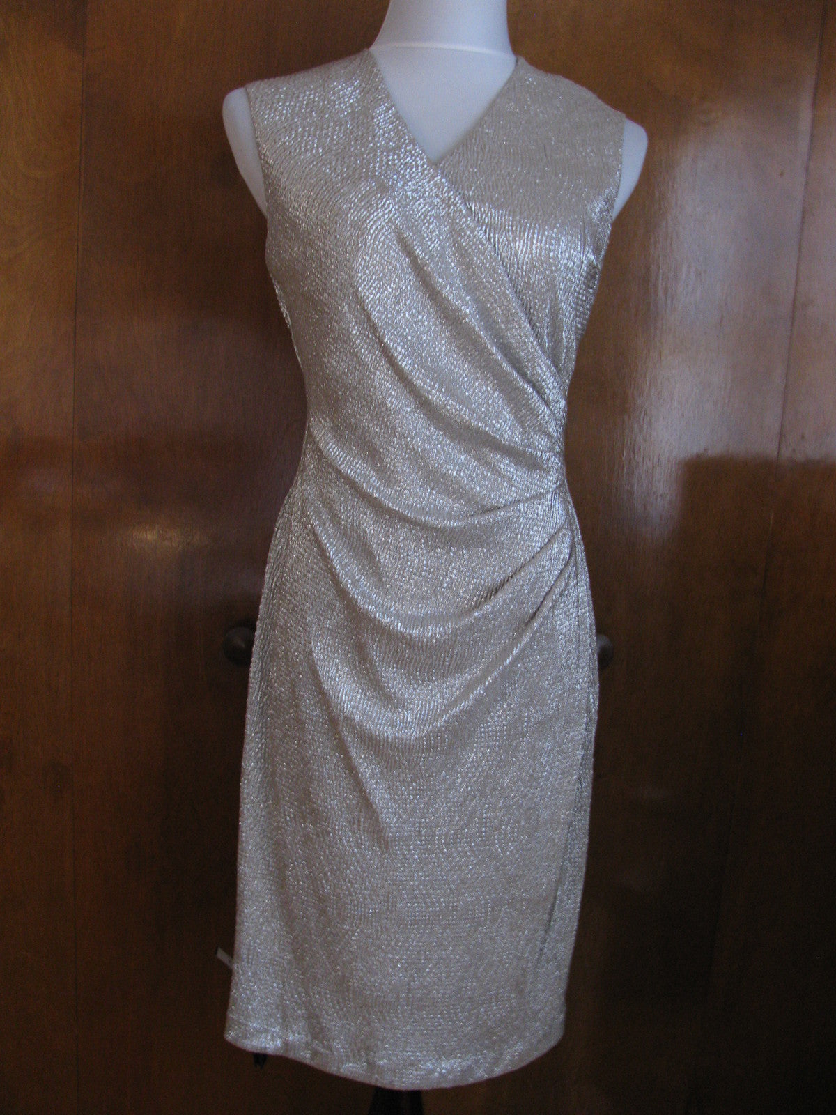 Ralph Lauren Women's White Gold Detailed Lined Evening Dress 