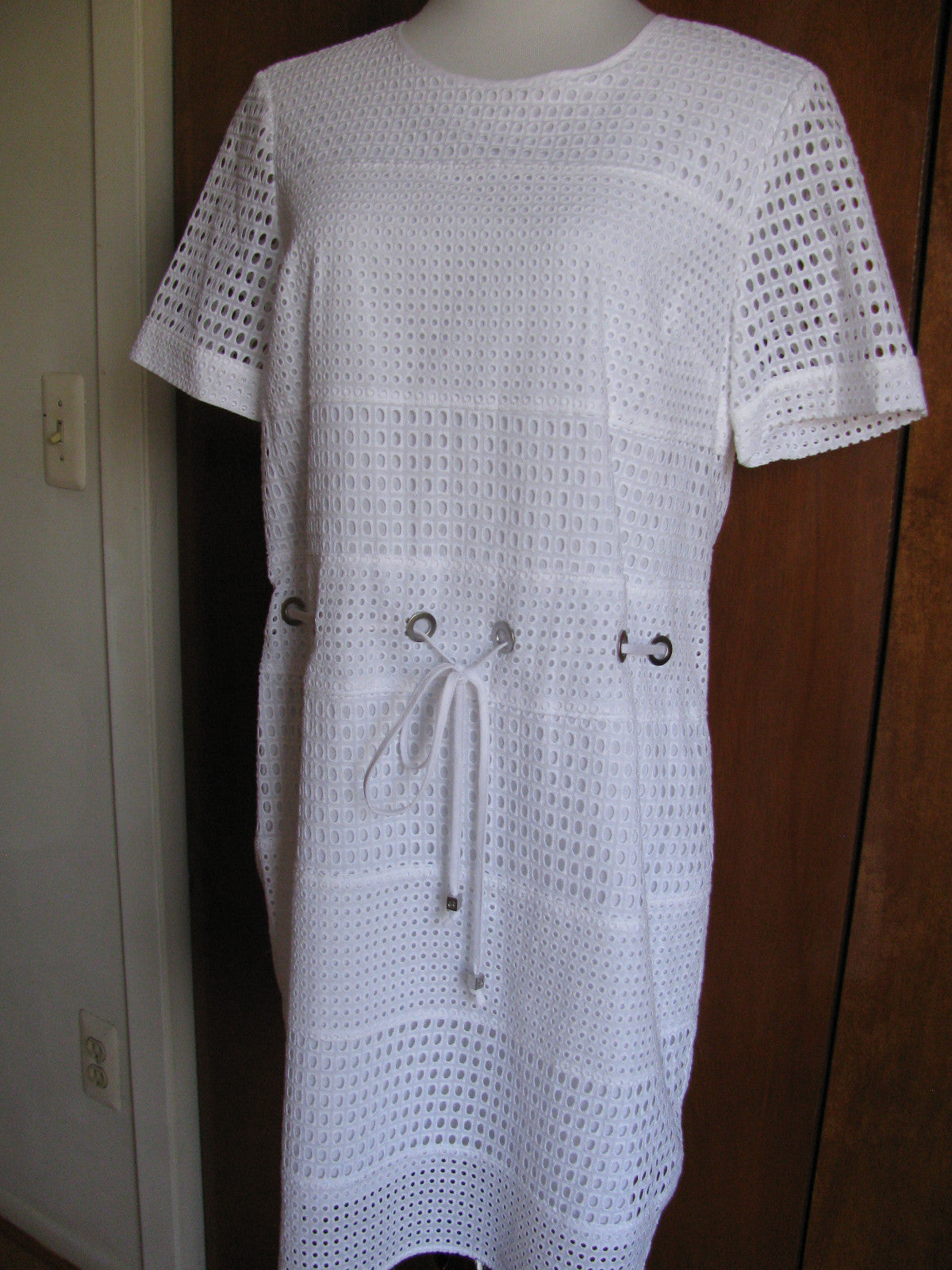 Michael Kors women’s white cotton eyelet mini dress New